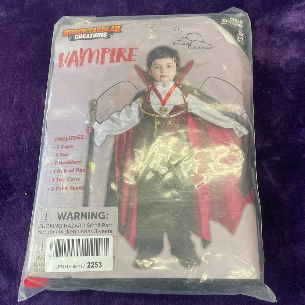 Spooktacular Gothic Vampire Youth Boy Costume SZ 5-7 years Kidscore Spooky